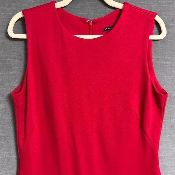 J McLaughlin Dress M Red Sheath Stretch‎ Career Nautical Preppy Classic Office - Picture 2 of 7